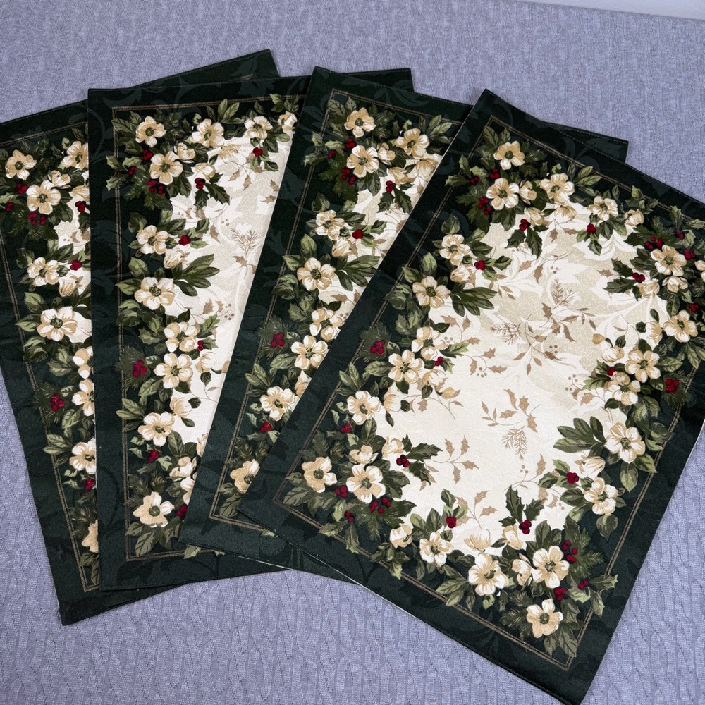 Winter Wonderland Bed Bath & Beyond Floral Border Placemats Double Sided